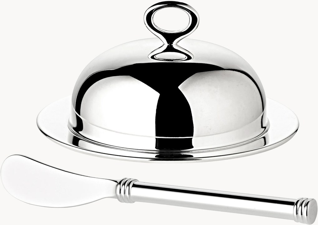Set burriera argentata con coltello Jago 4 pz