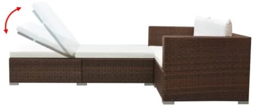 Set Divani da Giardino 3 pz con Cuscini in Polyrattan Marrone