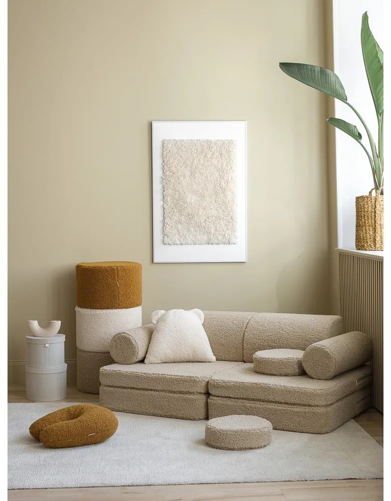 Divano per bambini marrone chiaro con rivestimento in bouclé 132 cm Settee – Wigiwama