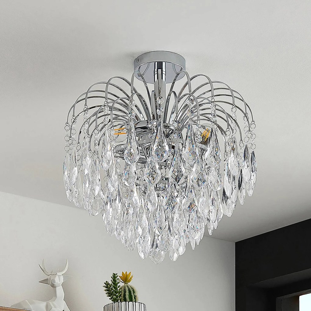 Plafoniera soffitto Silino Lindby, dimmerabile, Cromo / Argento, Soggiorno / Sala da pranzo, Metallo, Moderno, Plafoniera
