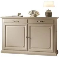 Madia credenza shabby in legno massello 2 porte 2 avorio l.124 p.52 h.97 - Mobili 2G