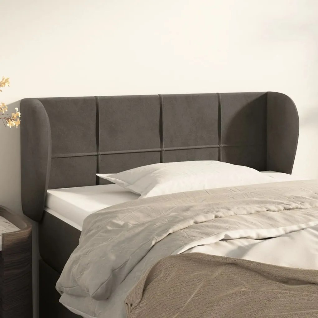 Testiera Ad Orecchio Grigio Scuro 103x23x78/88 Cm İn Velluto /