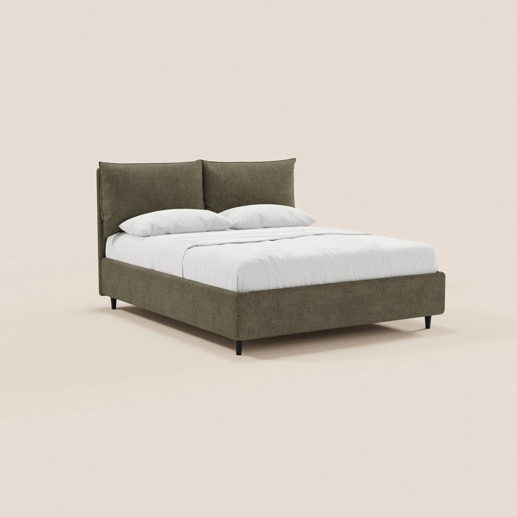 ZAYRON letto imbottito con vano contenitore e morbidi cuscini regolabili - design moderno in tessuto certificato Oeko-Tex®