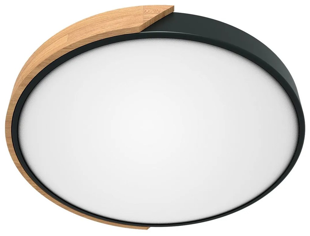 Plafoniera LED Rotonda 36W CCT Ø500mm Legno/Nero