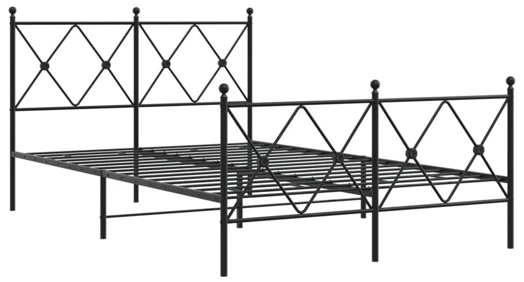 Giroletto con testiera e pediera metallo nero 120x190 cm