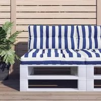 Cuscini per Pallet 2 pz Strisce Blu e Bianche in Tessuto 360704