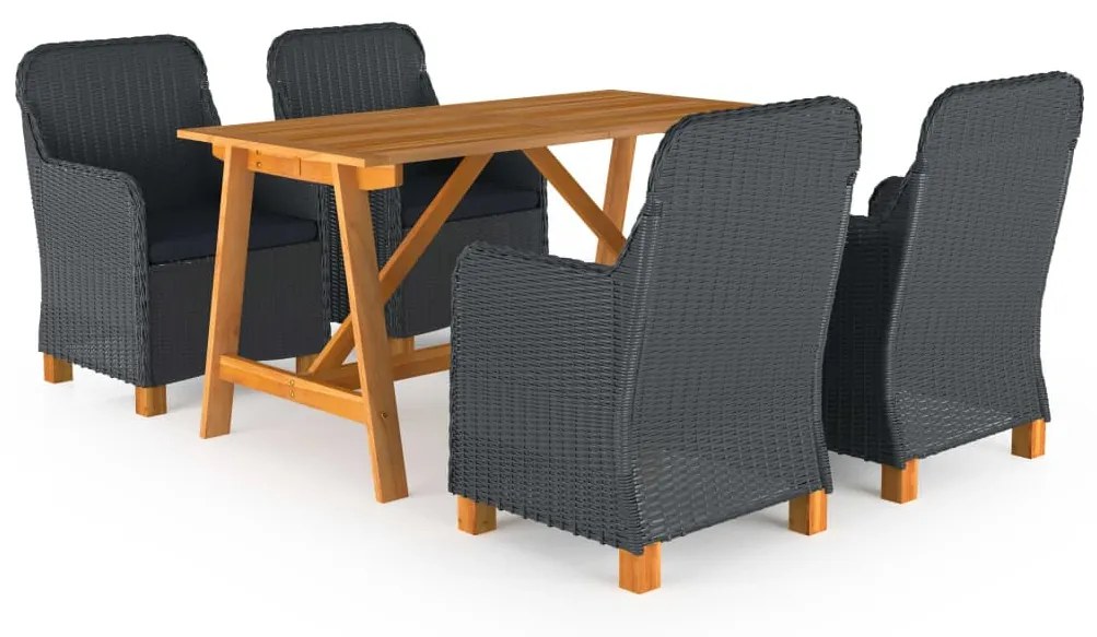 Set mobili da pranzo per giardino 5 pz grigio scuro