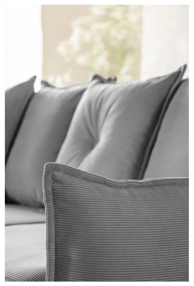 Divano letto angolare in velluto a coste grigio (variabile) Lazy Lukka - Miuform