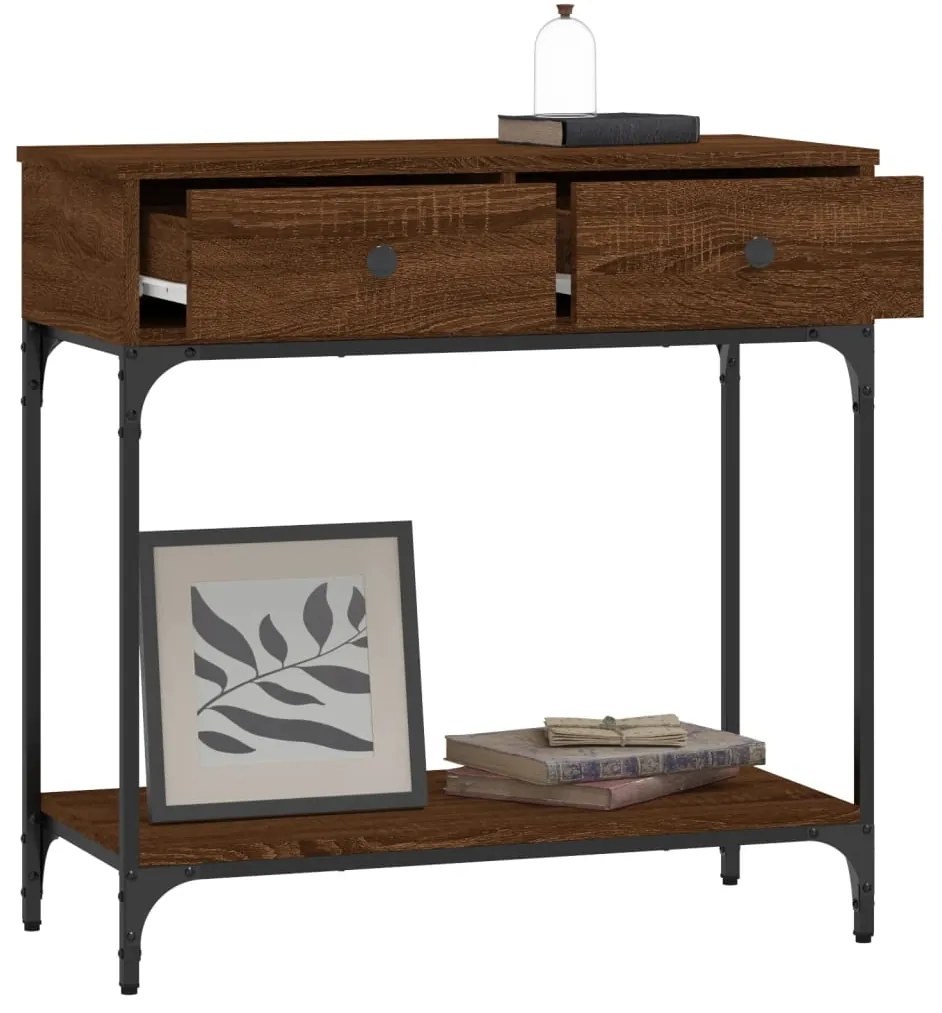 Tavolino consolle rovere marrone 75x34,5x75cm legno multistrato