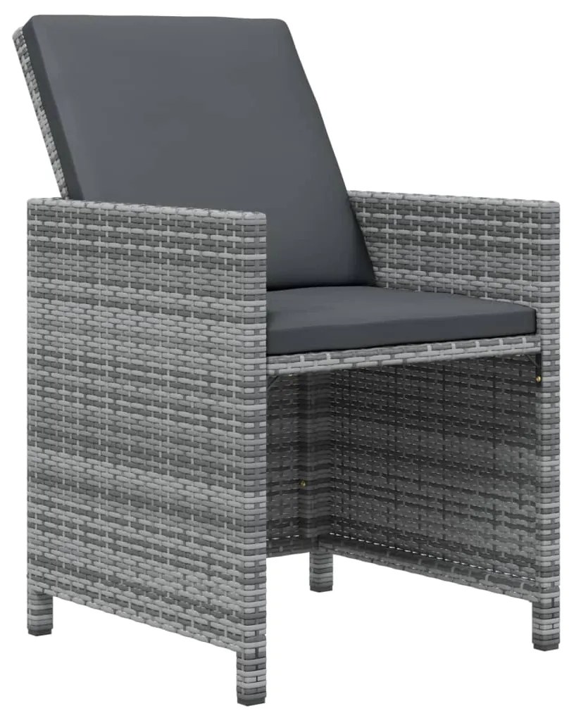 Set Pranzo da Giardino 15 pz con Cuscini in Polyrattan Grigio