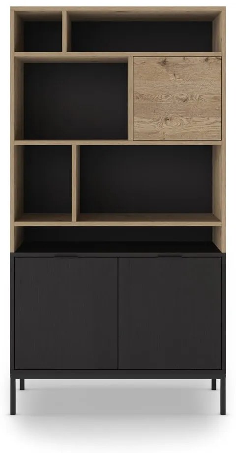 Libreria in rovere decorato in nero-naturale 90x170 cm Marion - Marckeric
