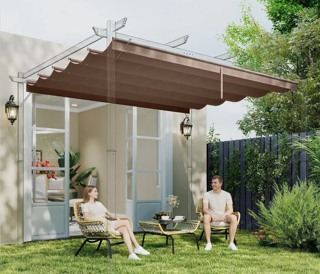Tetto di Ricambio per Pergola Gazebo da Giardino 300x400 cm in Poliestere Caffè...