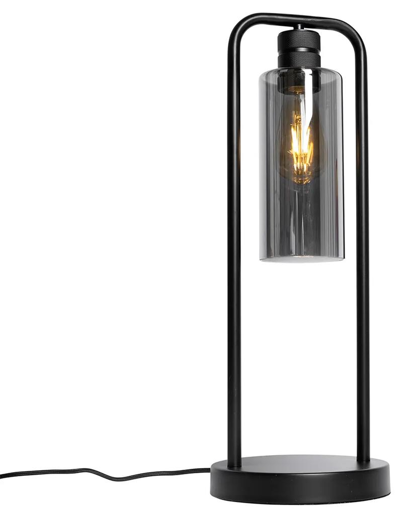 Lampada da tavolo moderna nera con vetro fumé - Stavelot