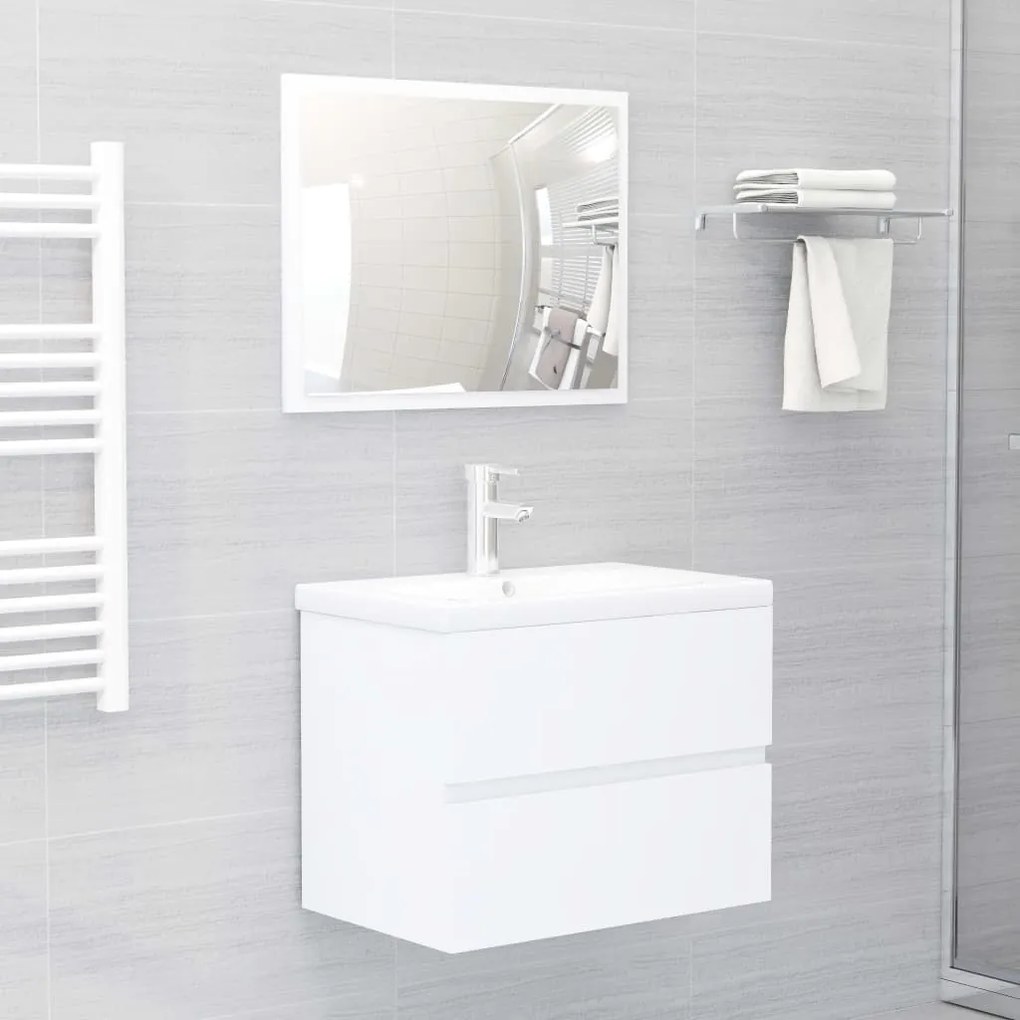 Set Mobili Da Bagno Bianco İn Truciolato /