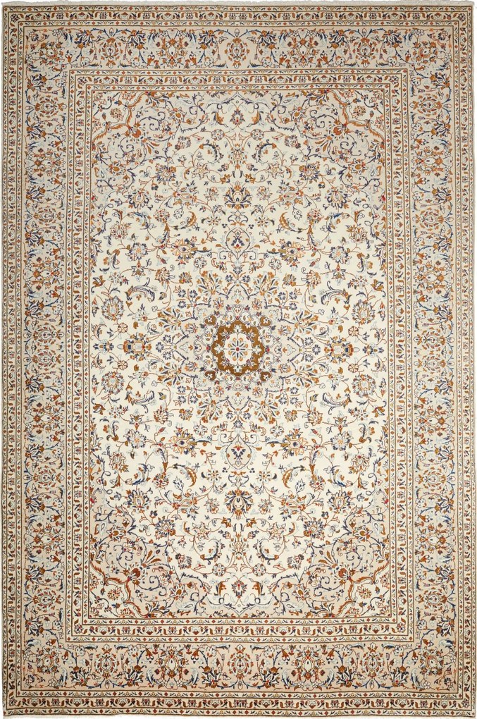 Kashan Tappeto 370 x 250 Beige (Iran) Annodato A Mano