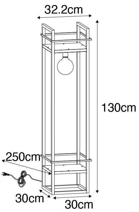 Lampada da terra industriale nera - Cage Rack