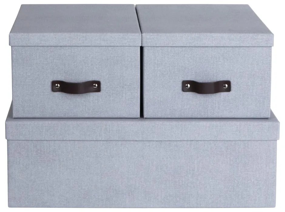 Scatole di cartone grigio chiaro con coperchio in set da 3 31x47x15 cm Inge - Bigso Box of Sweden