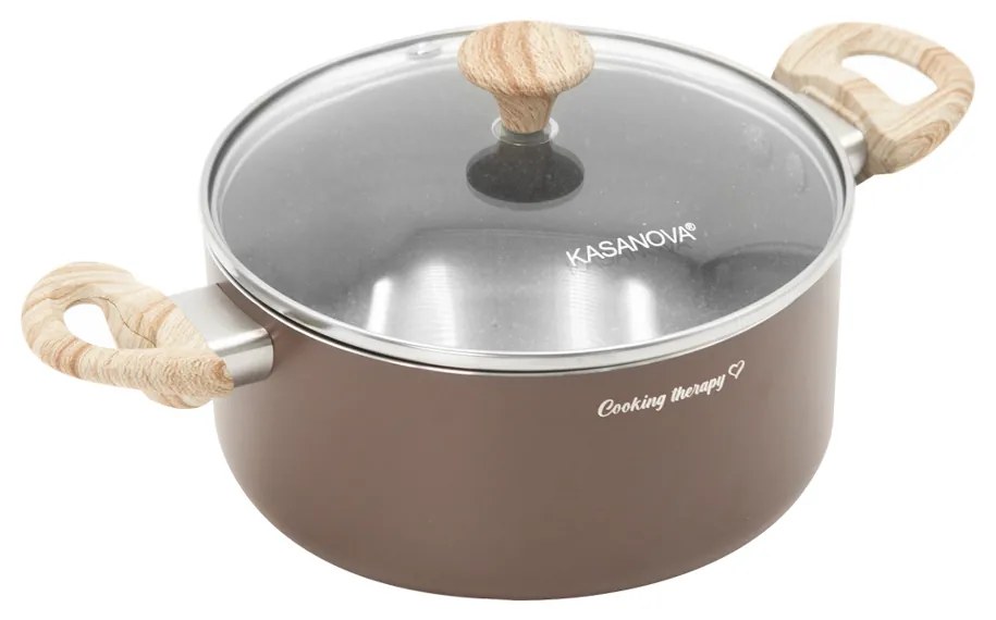 Casseruola 16 cm marrone scritta Cooking Therapy con coperchio
