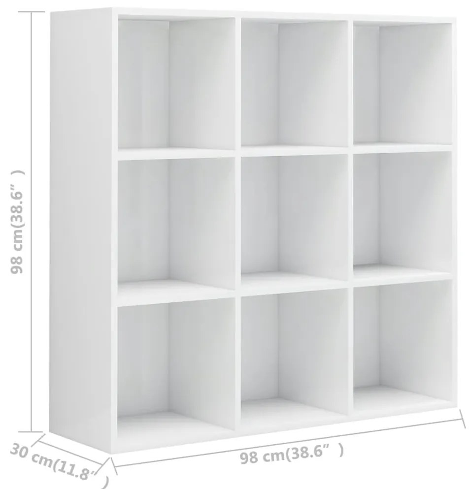 Libreria Bianco Lucido 98x29x97,5 cm in Legno Multistrato