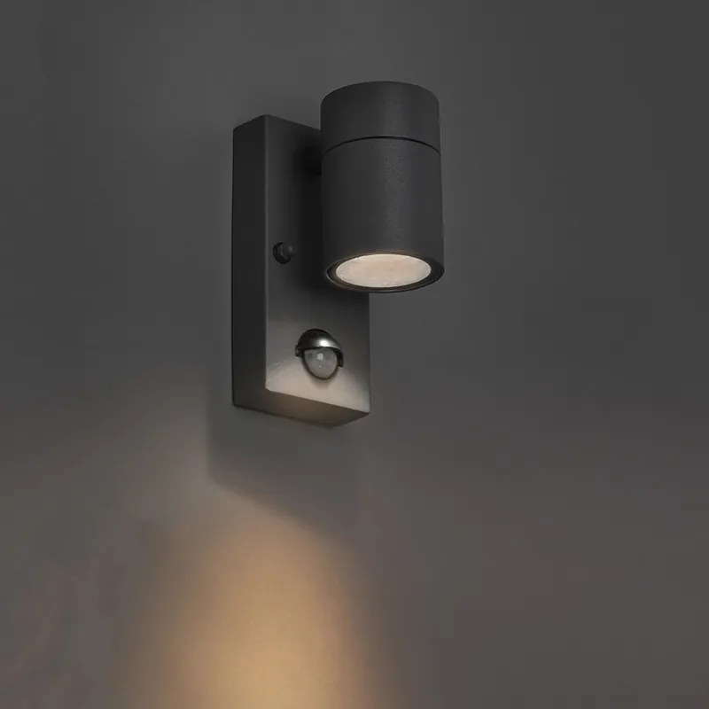 Lampada da parete per esterni antracite IP44 con sensore di movimento - Solo