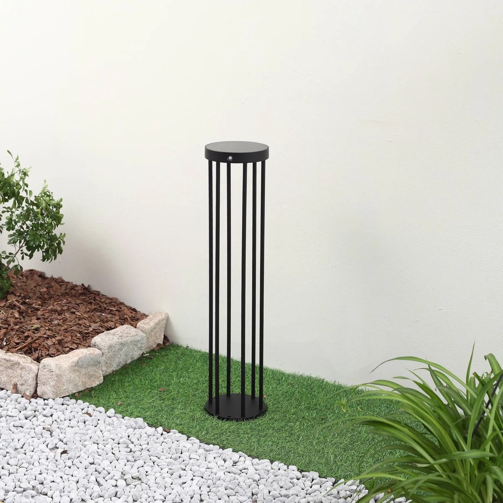 Lucande lampione a LED solare Evelis, nero, alluminio, sensore Evelis, Nero, Alluminio, Moderno, Lampade solari