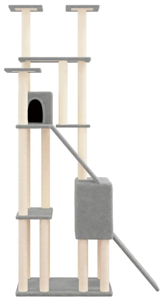 Albero per gatti con tiragraffi in sisal grigio chiaro 190 cm