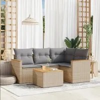 Set Divano da Giardino 5 pz con Cuscini Beige in Polyrattan 3258342