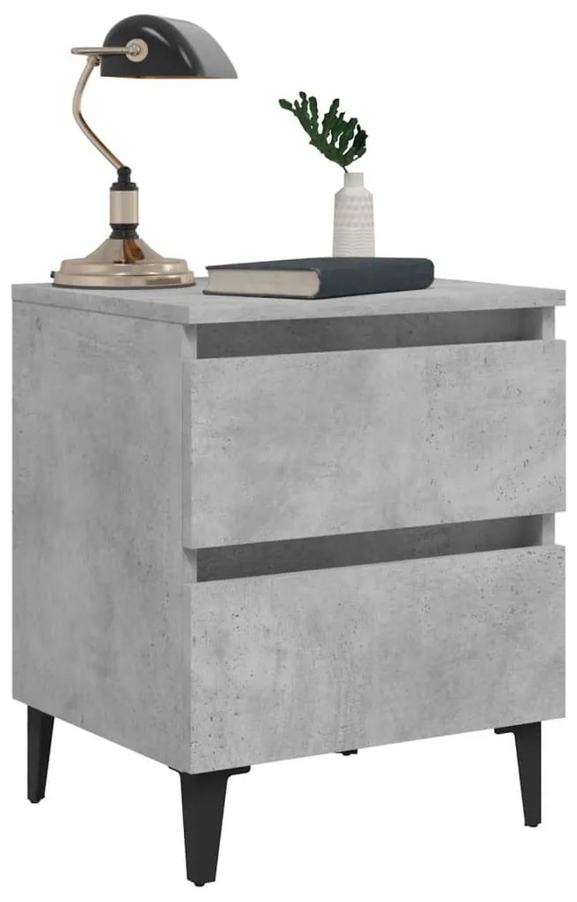 Comodini 2pz Grigio Cemento 40x35x50 cm in Legno Multistrato