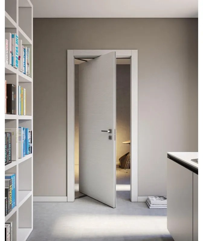Porta rototraslante Modena in legno di abete colore bianco matrix, L 70 x H 210 cm, apertura a sinistra