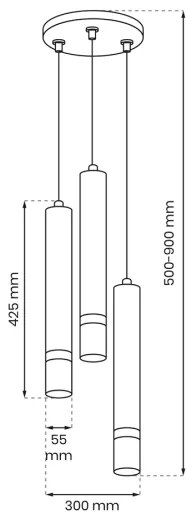 Lampadario a sospensione con filo JOKER 3xGU10/8W/230V nero/cromo lucido