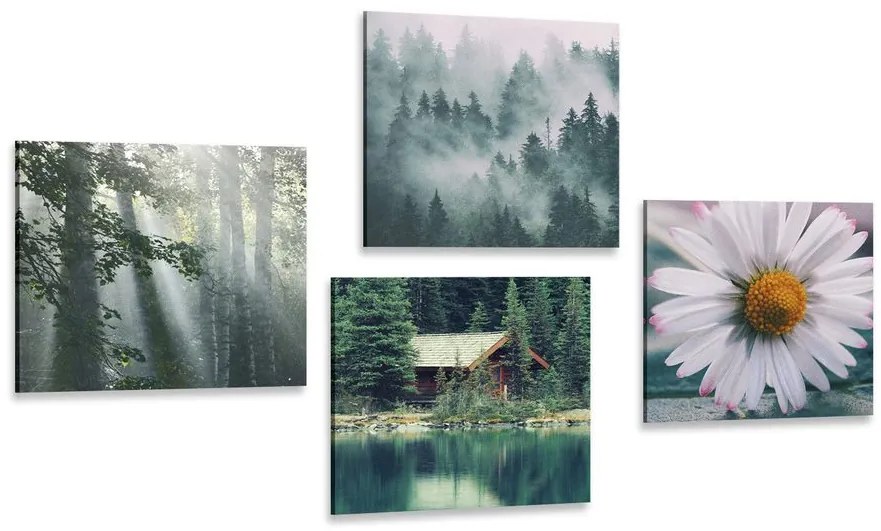 Set di quadri – Chalet in montagne pittoresche