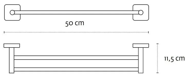 Kamalu - portasciugamani doppia barra 50cm in acciaio modello kaman | clode-c