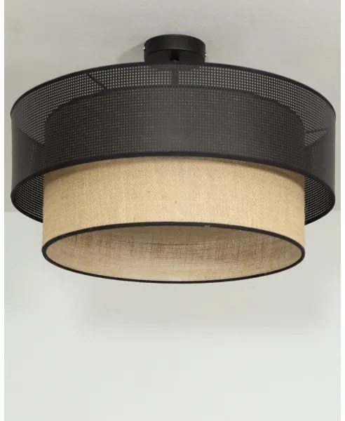 Plafoniera BORHO a montaggio superficiale 1xE27/60W/230V diam. 40 cm nero/iuta