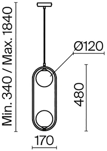 Maytoni MOD013PL-02BS1 - Lampadario a sospensione con filo RING 2xG9/25W/230V ottone