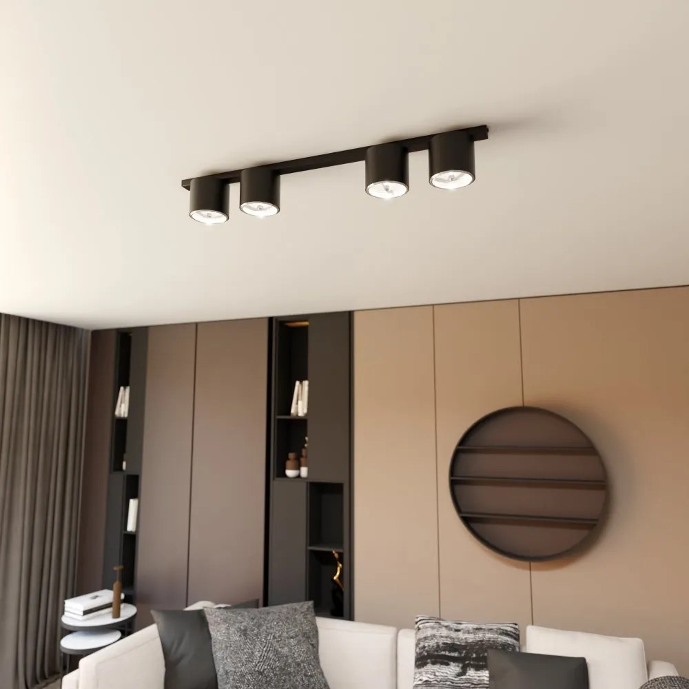 Lampadario da Soffitto in Acciaio AR111 NANO 4 Nero/Bianco 4xAR111 Colore del corpo Nero