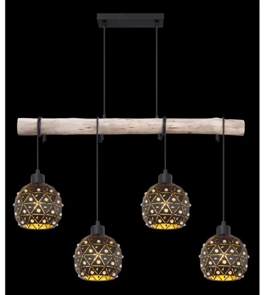 Globo 54029-4H - Lampadario sospeso con cavo JODIE 4xE27/40W/230V beige/nero