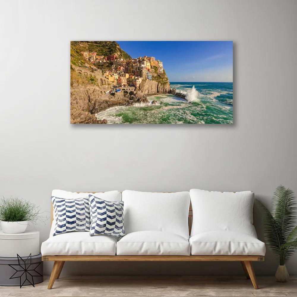 Foto quadro su tela Paesaggio di montagna del mare 100x50 cm