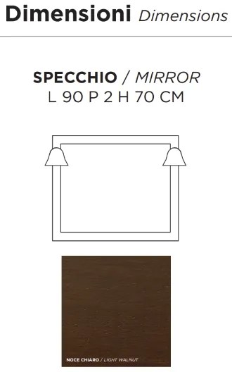 Specchio da bagno 90x70 cm con due applique in stile classico MARTINA noce