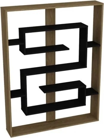 Libreria A Parete Effetto Legno 120x22xh156 Cm Design Moderno Esteban Rovere E Nero