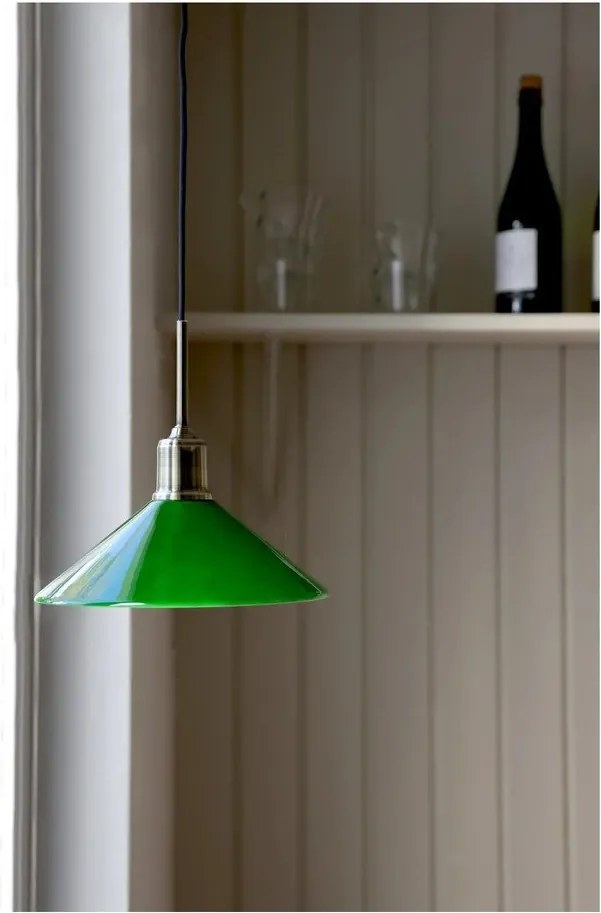 Lampadario verde e color ottone con paralume in vetro ø 25 cm Vela – Markslöjd
