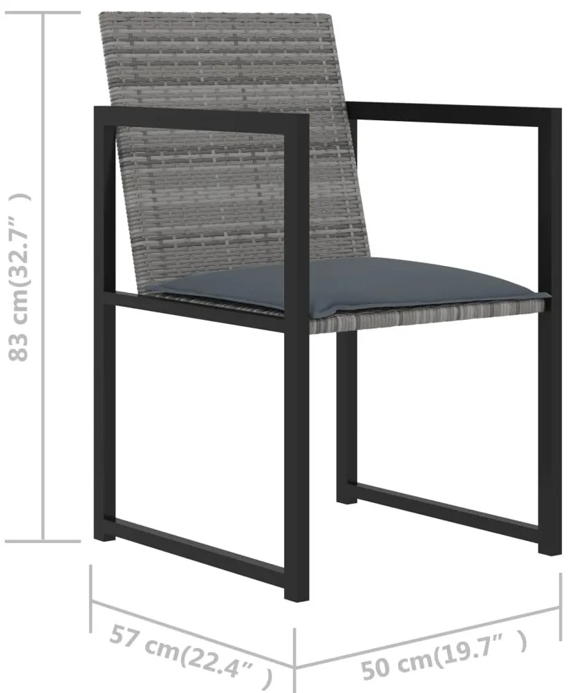 Set da Pranzo da Giardino 5 pz con Cuscini in Polyrattan Grigio