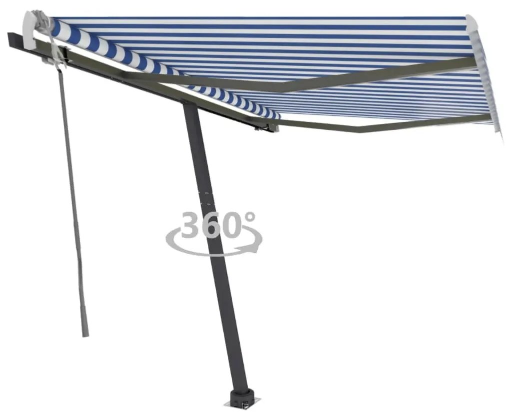 Tenda da Sole Retrattile Manuale 300x250 cm Blu e Bianca