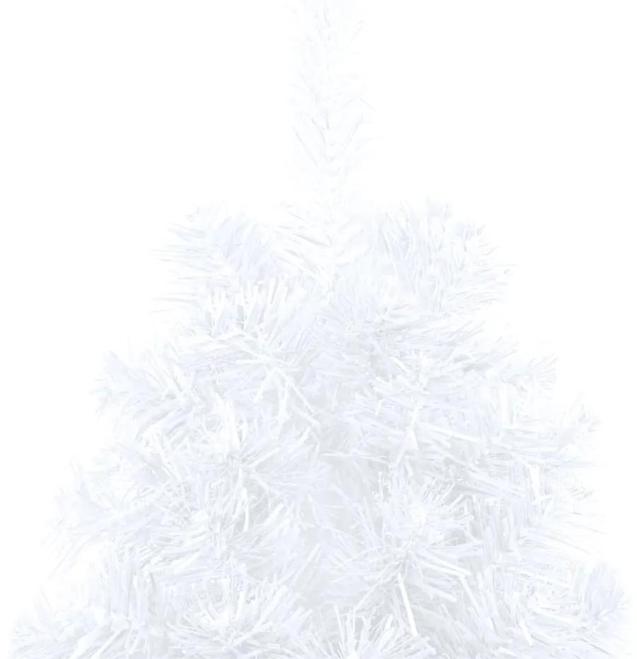 Albero di Natale a Metà Preilluminato con Palline Bianco 180 cm