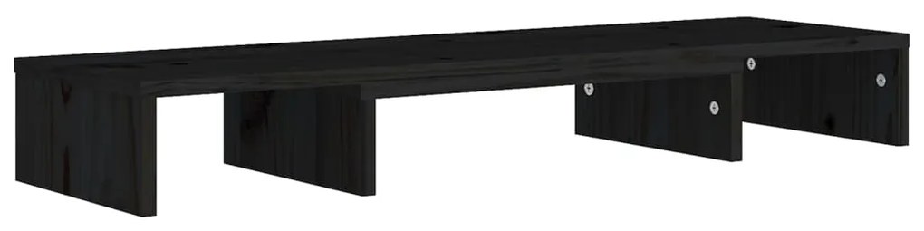 Supporto per monitor nero 80x24x10,5 cm legno massello di pino