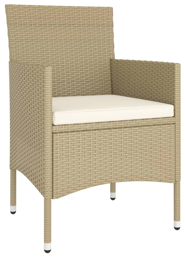 Set Bistrot da Giardino 5 pz Polyrattan e Vetro Temperato Beige