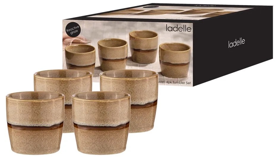 Tazze in set per espresso in marrone chiaro in porcellana 4 pz 350 ml Haven – Ladelle