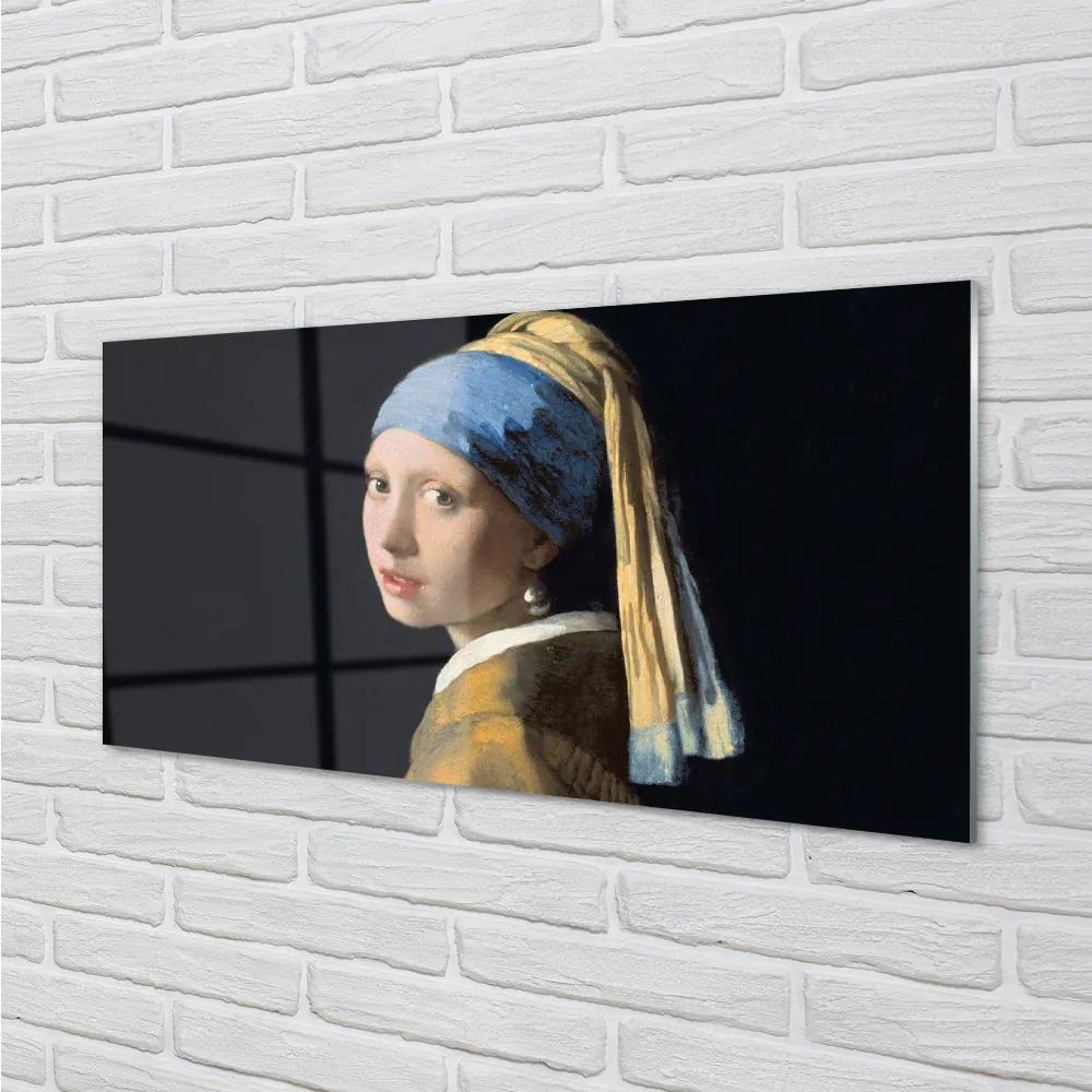 Pannello paraschizzi cucina La ragazza con l'orecchino di perla di Johannes Vermeer 100x50 cm