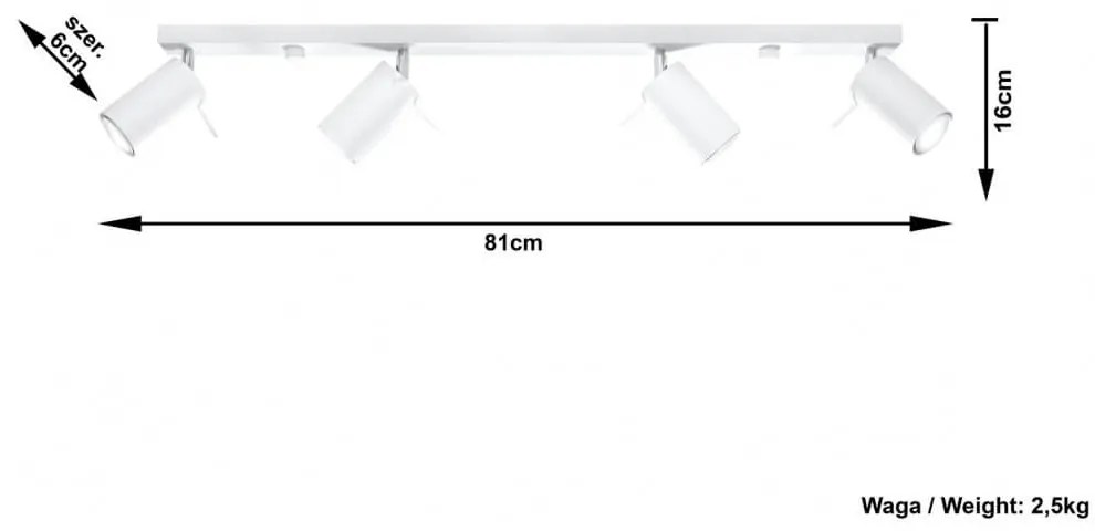 Plafoniera da soffitto in Acciaio 4xGU10 RING 4L Bianca Orientabile Colore del corpo Bianco