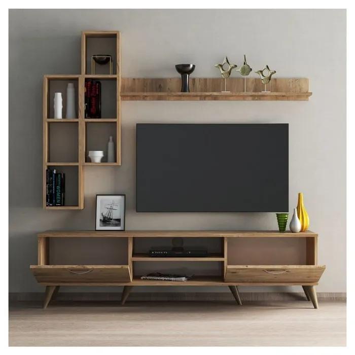 Set TV in legno di pino di colore naturale 180x48 cm Veronica - Kalune Design