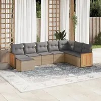 Set Divano da Giardino 8 pz con Cuscini Beige in Polyrattan 3260330